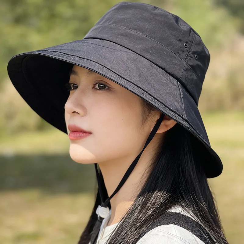 Quick Dry Breathable Wide Brim Bucket Hat Women Ponytail Hole Spring Summer Sun Protection Fishing Cap Men