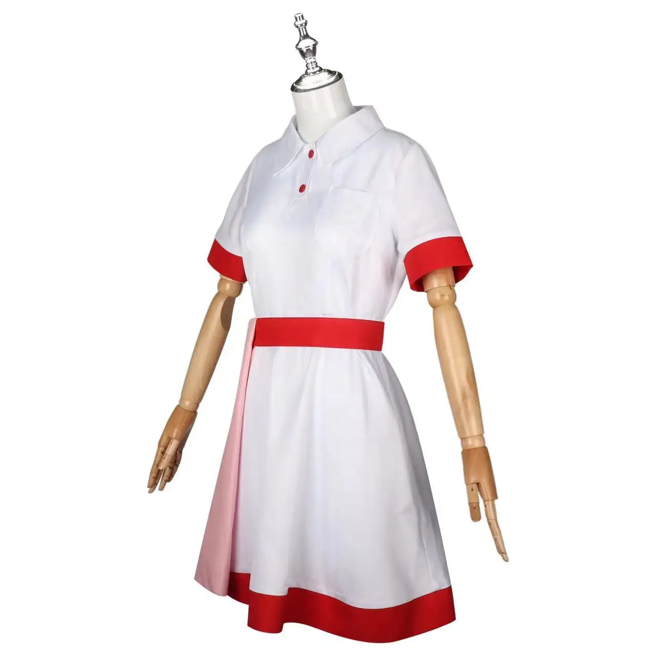 halloween Cosplay Sexy white battle clothes, nurse's clothes, red edged cartoon, the same Miku stage play girls' dress suit