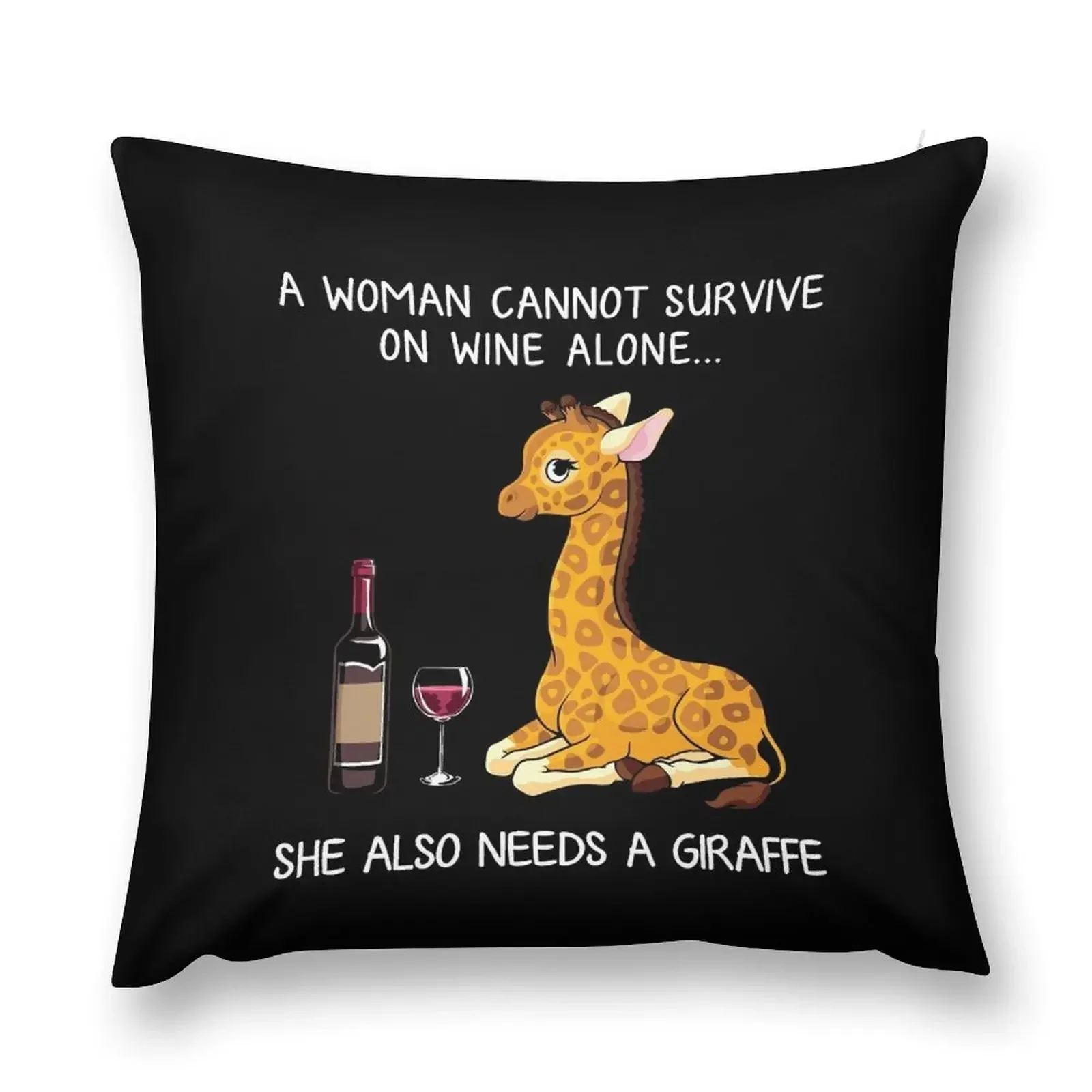 

Funny Giraffe and wine Throw Pillow christmas pillowcases Throw Pillow Covers sleeping pillows pillow