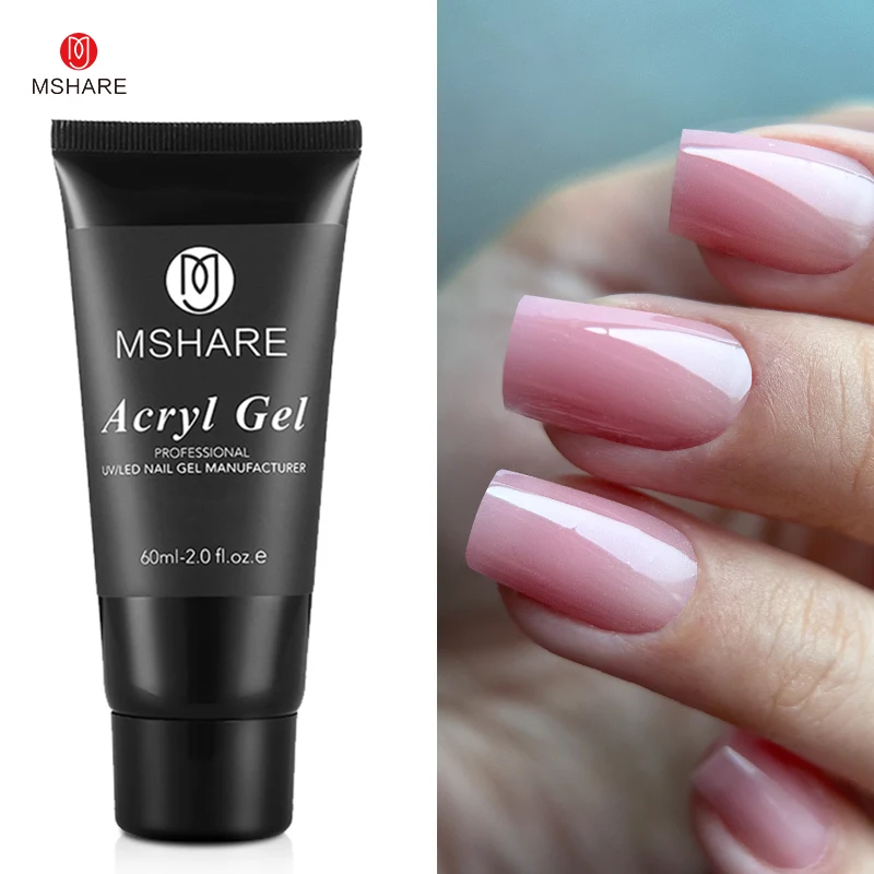 MSHARE Poly Nails Acryl Gel 60ml Builder UV Led Acrylgel Nails Extensions Acrylic Pink White Clear Acrylatic Hema Tpo Free Gel image 3