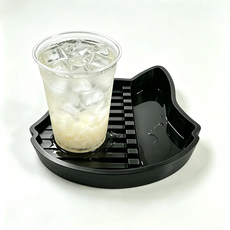 Dark Style Black Cat Head Water-Draining Cup Tray, High Aesthetic Value Desktop Coaster, Multifunctional Desktop Organizer, Soft Decor for Apartments, Dorms, and Coffee Corners