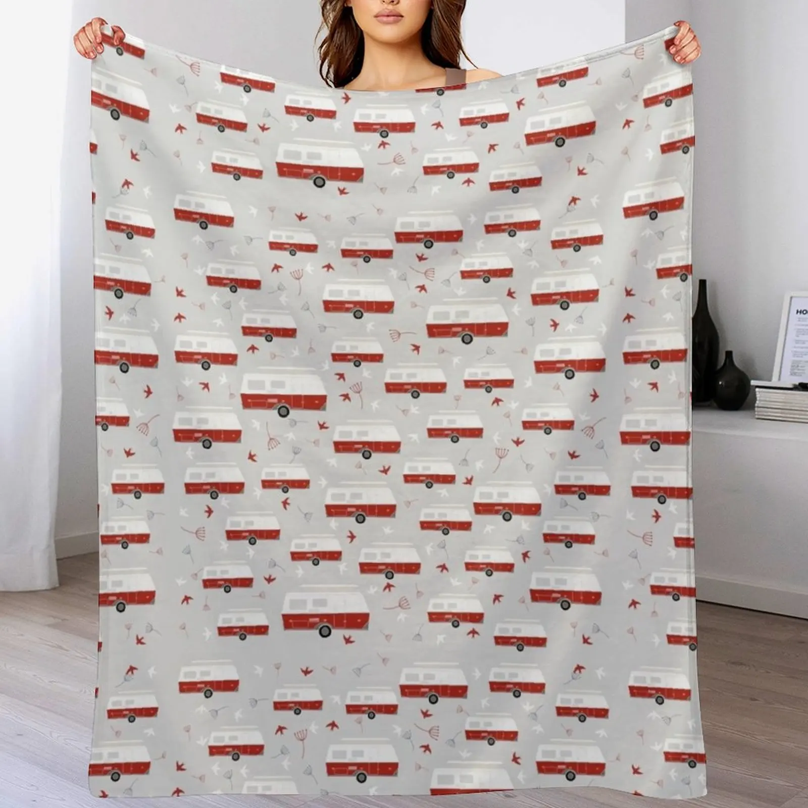 

Rockabilly Pattern Throw Blanket Cozy Home Blanket Gift for Christmas Holiday