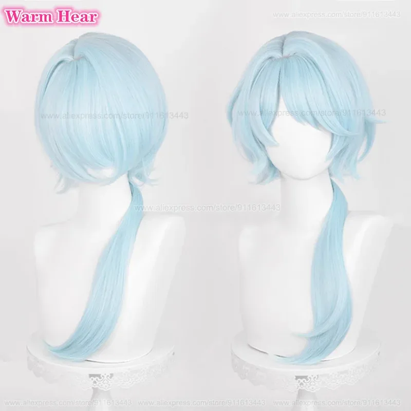 

Высокое качество, синтетическая игра Misha, длинный 70 см, светло-голубой парик с хвостиком и головные уборы, термостойкие волосы, парики для Хэллоуина