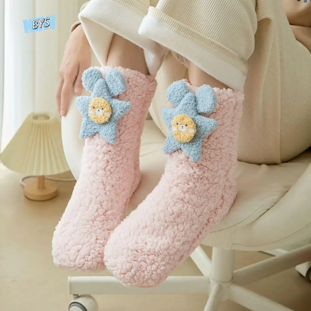 

Harajuku Star Funny Tube Socks Cartoon Mid-Calf Floor Stockings Women Thicken Warm Hosiery Furry Plush Sock Girls