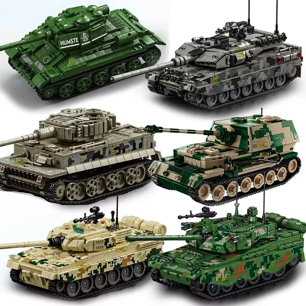 

MOC WW2 Military T-34 Tank Building Blocks Set for Children Army Weapon Car Truck Bricks Toy City Construction Bricks Gift