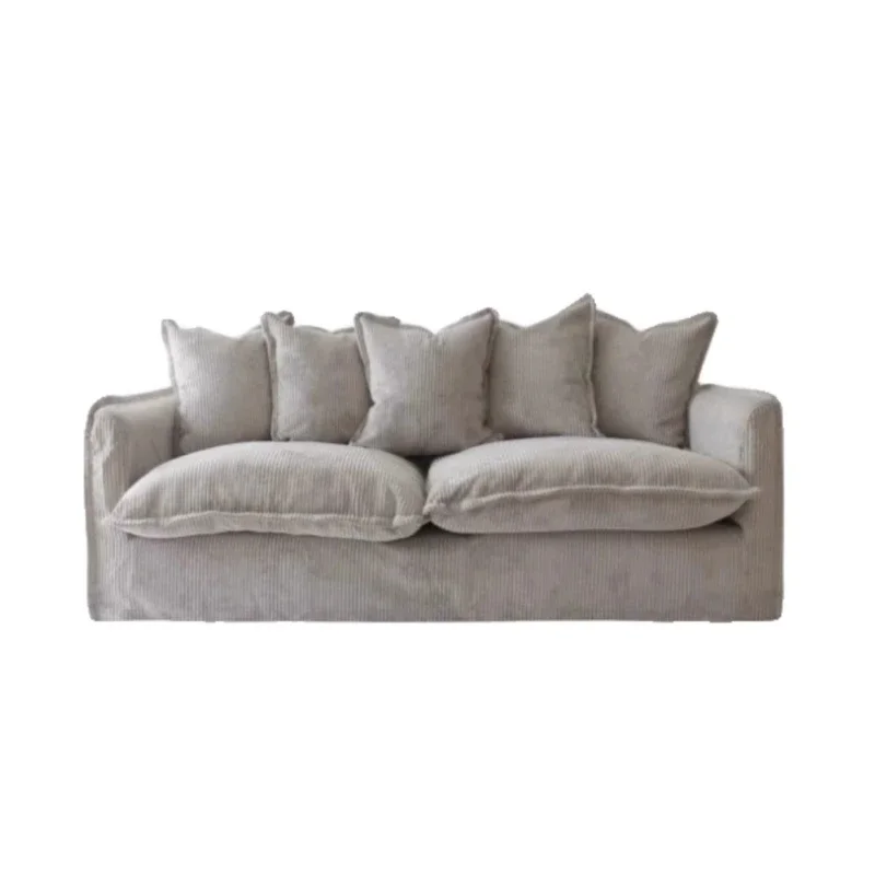 French retro corduroy fabric sofa Nordic modern simple size apartment living room fully dismantled and washed bed and breakfast