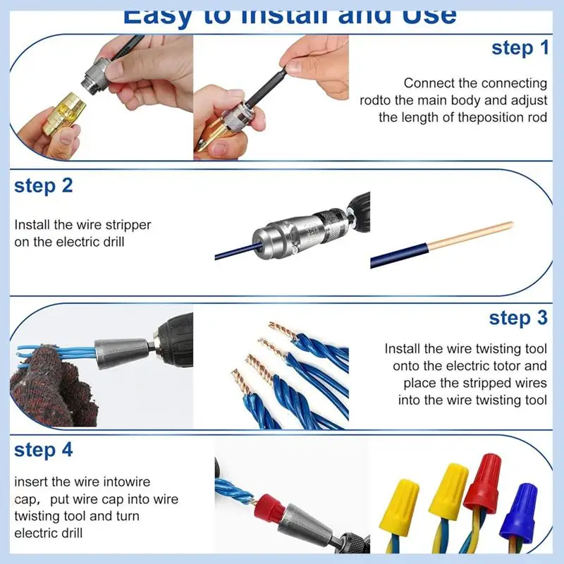 

MLGB-Wire Stripping And Twisting Tool,Electric Wire Stripper,Wire Twister Tool For Drill With 25PCS Wire Connectors Nuts Easy To