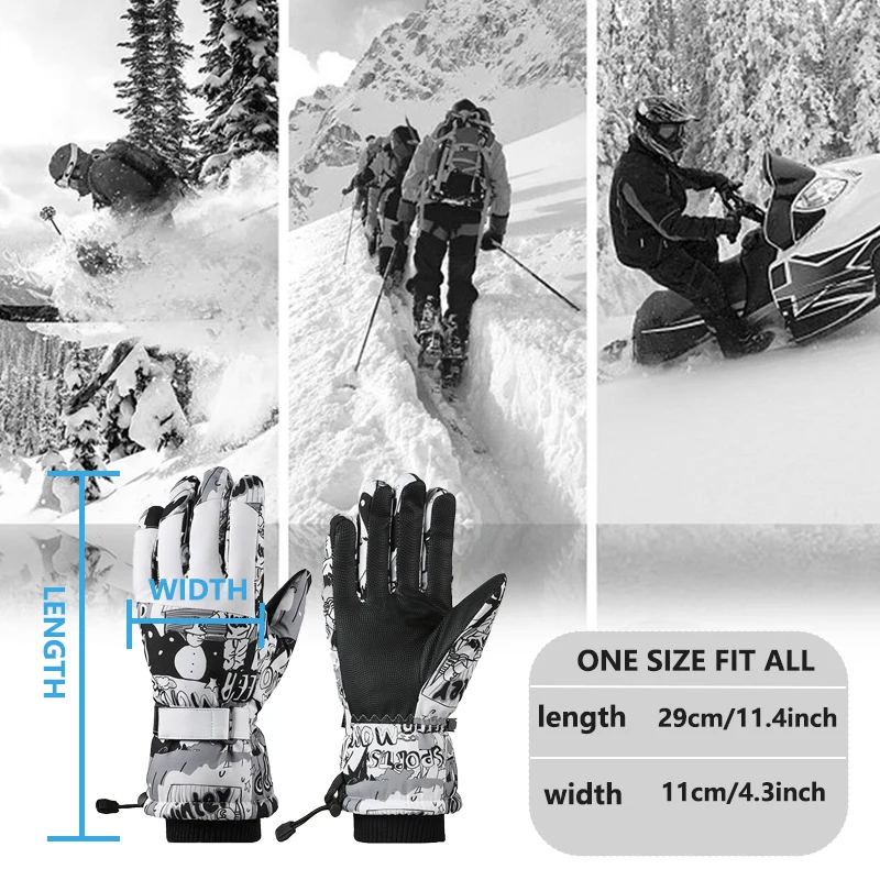 ZHUOHUA الكبار الشتاء الدافئ قفازات التزلج مقاوم للماء سميكة الصوف على الجليد قفازات الحرارية دراجة نارية قفازات ركوب الدراجات الرجال النساء #6