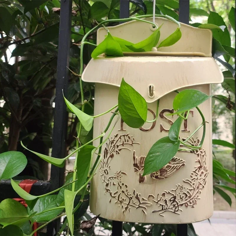 Vintage Branch Bird Pattern Letter Box American Rural Style Wall Decoration Iron Boxs Courtyard Garden Wall Mounted Mailbox