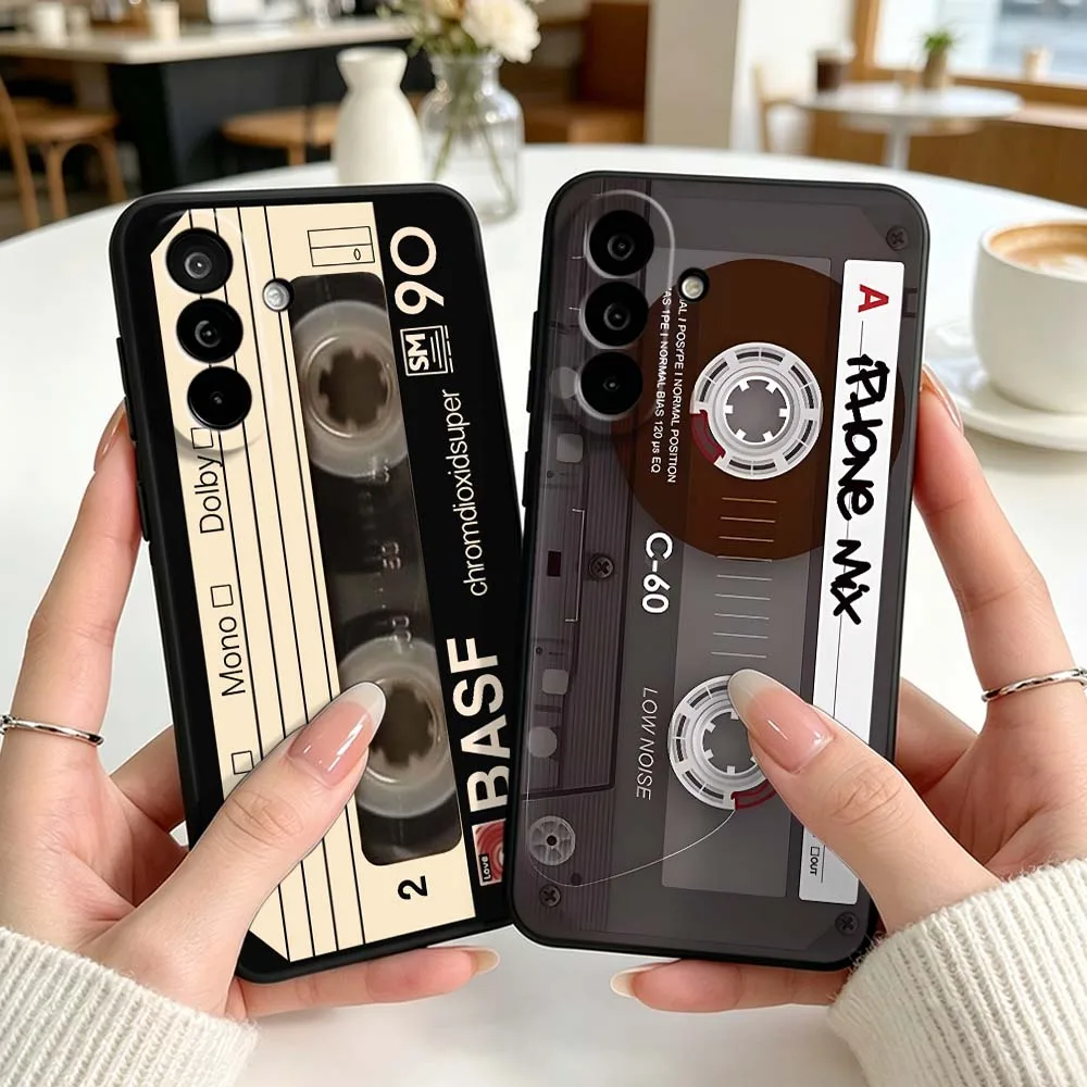 Lucky Tape Pattern Phone Case For Samsung Galaxy A71 A56 A55 A54 A53 A51 A50 A41 A40 A20e A16 A06 A05 Black Cover