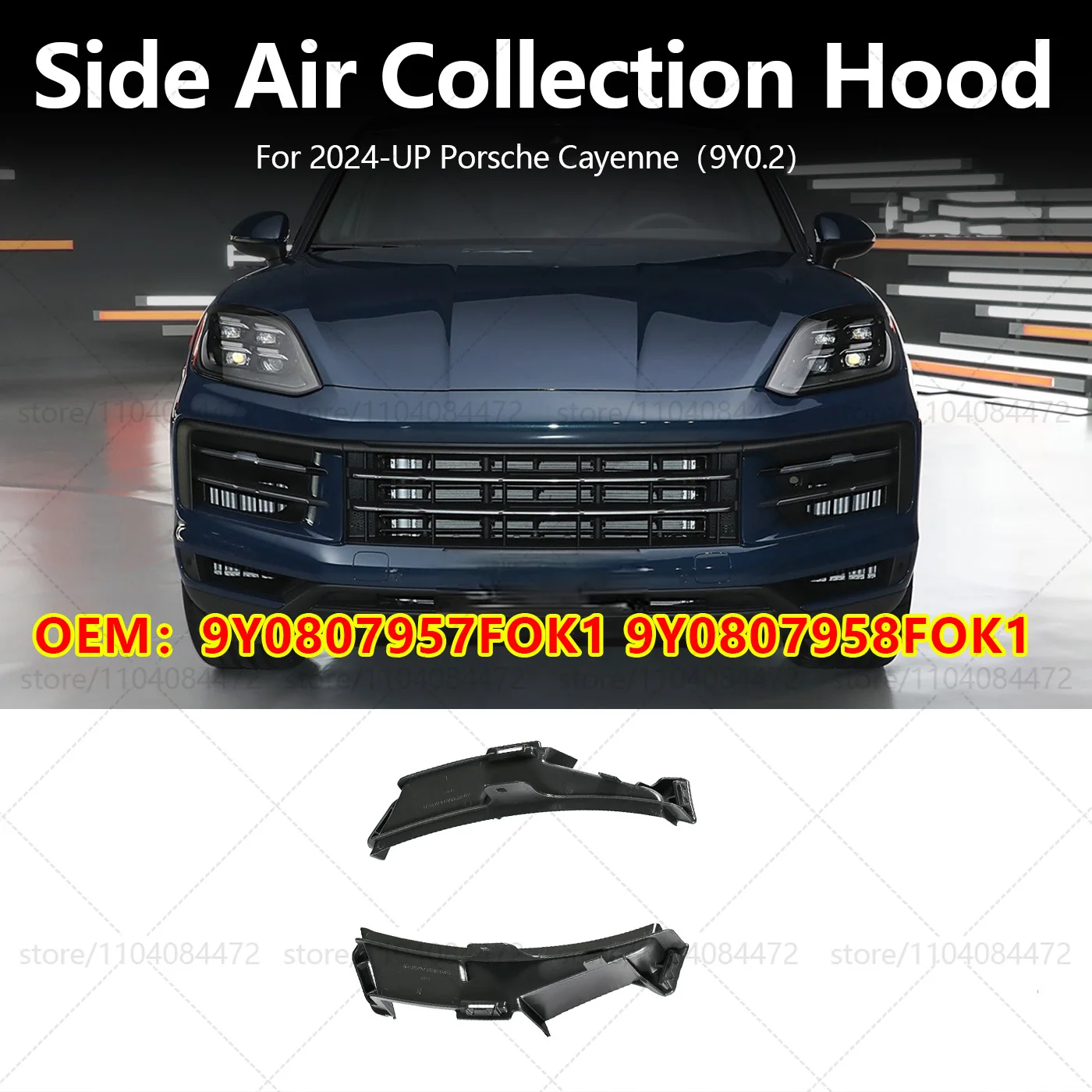 For Porsche 2024-UP Cayenne 9Y0.2 Front Bumper Side Air Collection Hood OEM 9Y0807957FOK1 9Y0807958FOK1