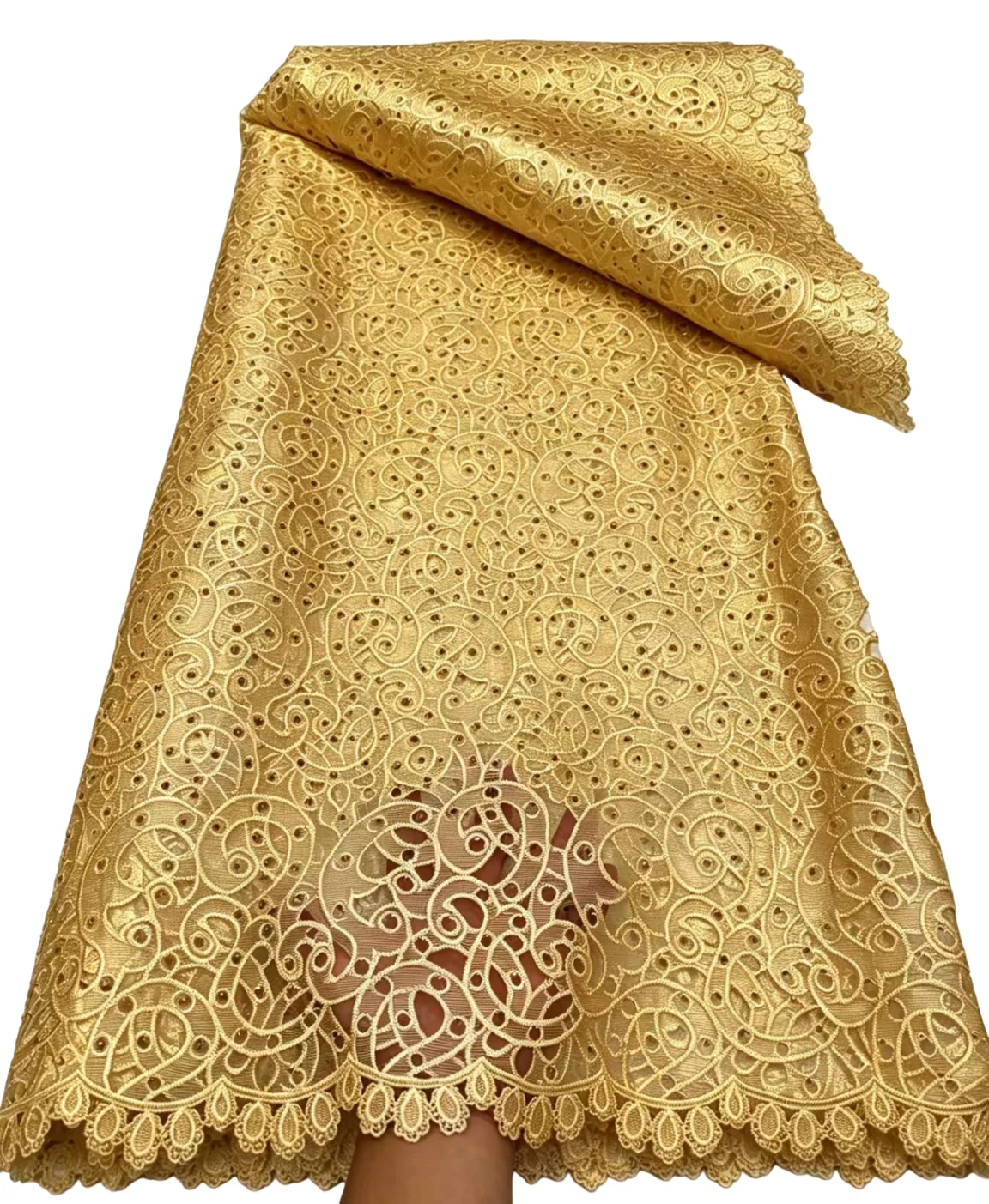 

Fashion African Hollow Out Guipure Cord Lace Fabric 2026 High Quality Water Soluble French Lace Fabric For Woman Birthday Party