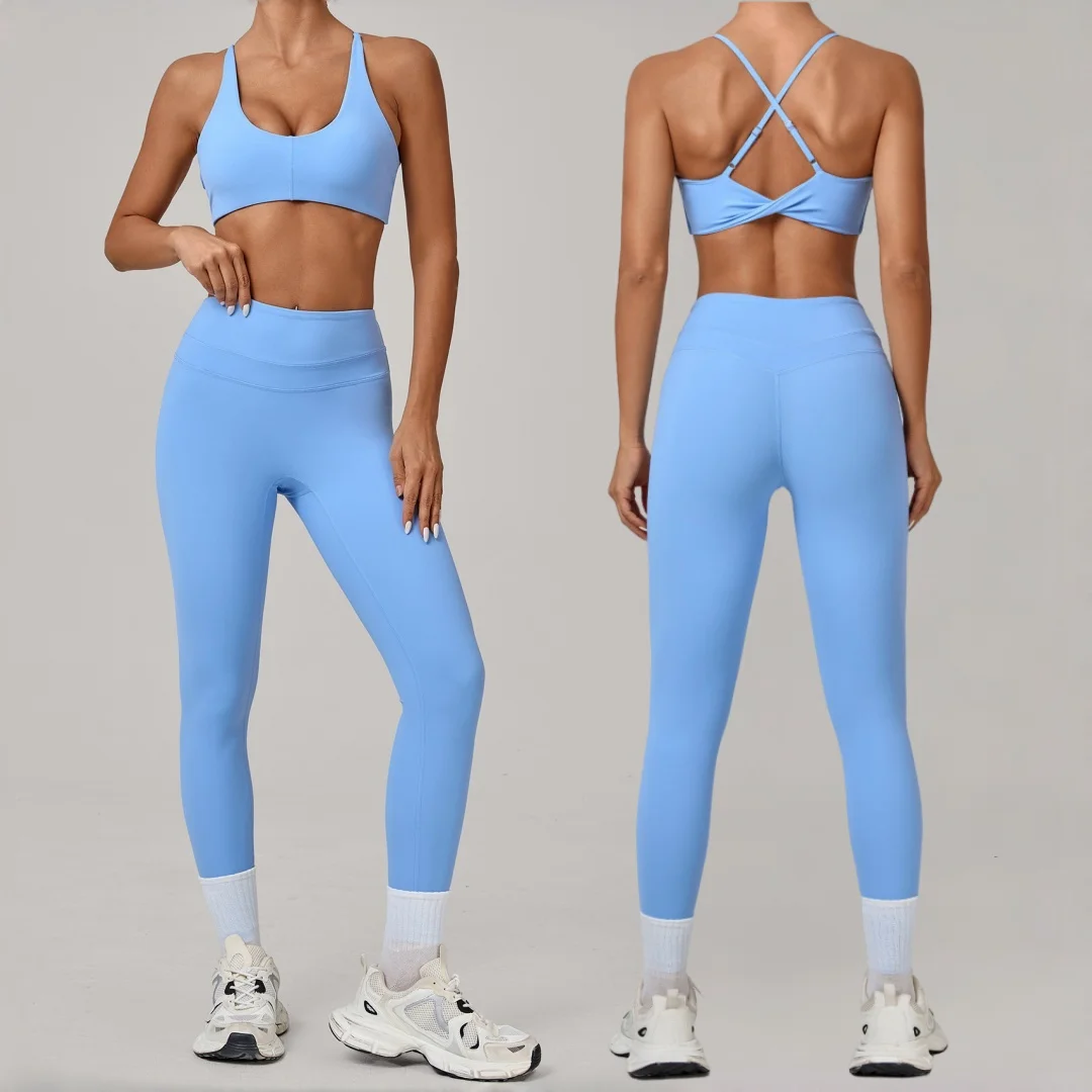 

Узкий костюм для йоги с открытой спиной, спортивный костюм для фитнеса с высокой талией персикового цвета, комплект с высокими эластичными брюками для бега, тренировочная одежда для тренажерного зала, йоги, спортивная одежда