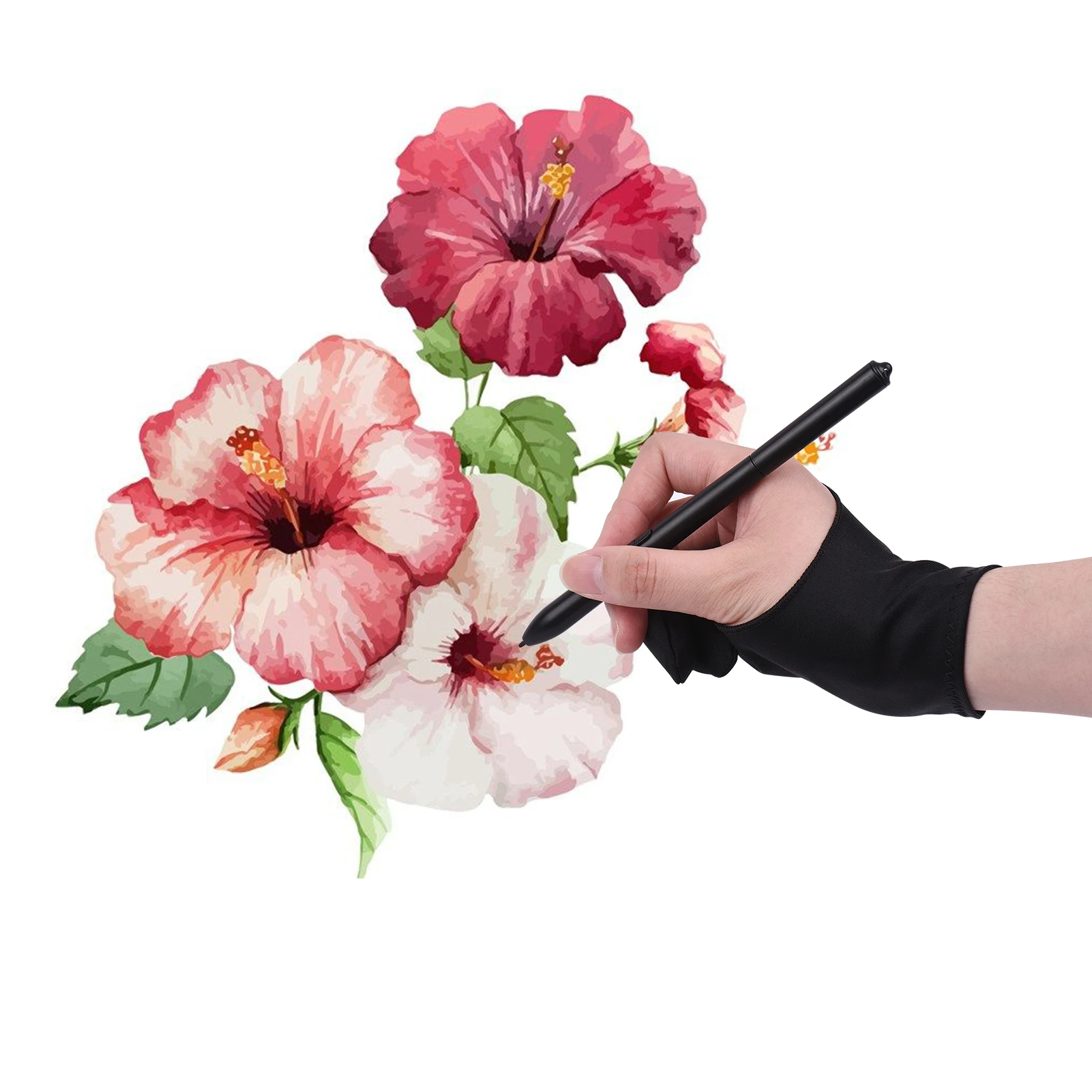 Two-Finger Free Size Drawing Glove Artist Tablet Painting Glove for Right & Left Hand for Huion/Wacom/BOSTO/UGEE/VINSA Graphics