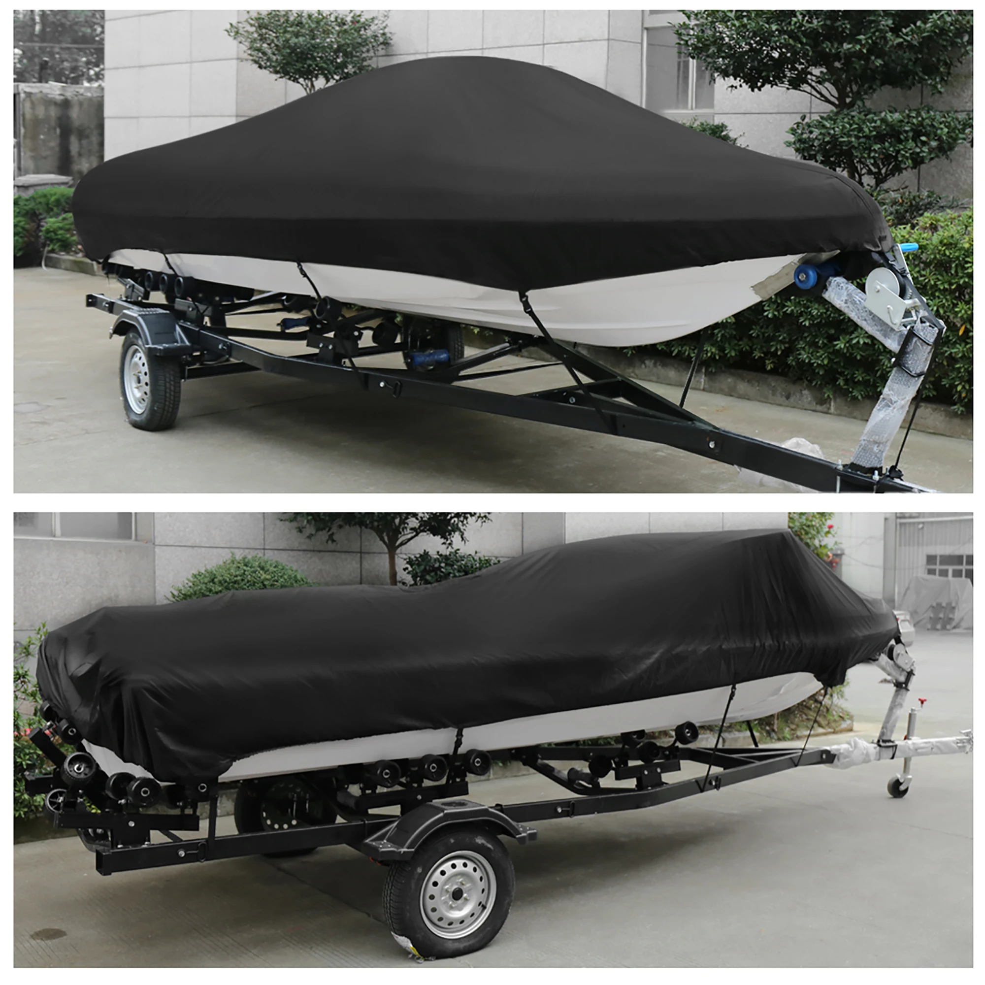 

UXCELL 14-16ft 600D Fabric Waterproof Scratch-proof Trailable Boat Cover V-Hull Black 540 x 290cm