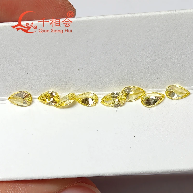 HPHT lab-grown diamond Melee pear-shaped vivid yellow color VS1 clarity, perfect for fine jewelry crafting loose stone