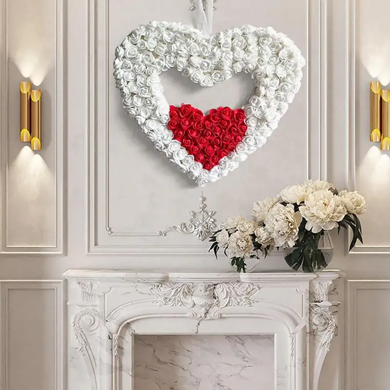 

Valentine Door Wreath Heart Shape Rose Artificial Wreath Valentine's Day Wedding Engagement and Anniversary