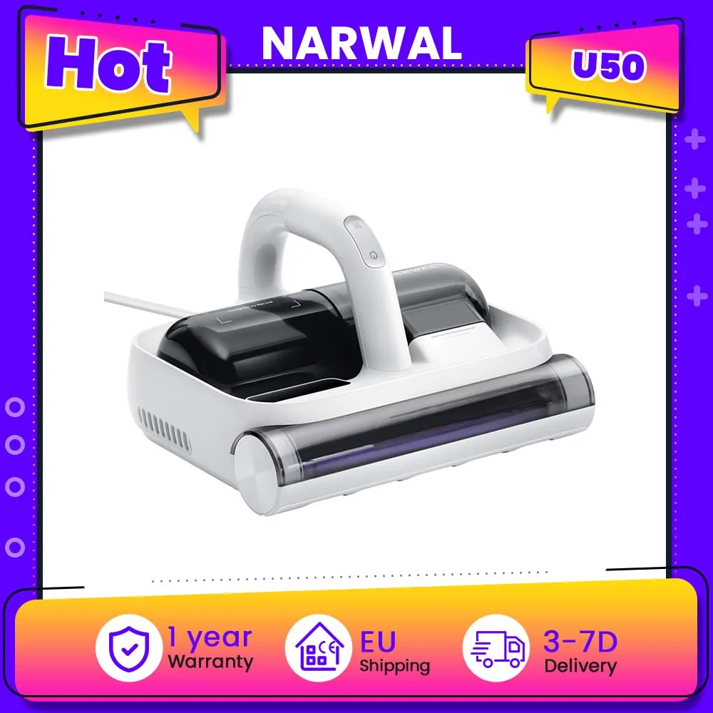 NARWAL U50 Smart Matrasstofzuiger – 15 kPa Zuigkracht, 58°C Constante Verwarming, UV-C Sterilisatie, Direct op Netstroom, 99,99% Mijtenverwijdering，Mijtenverwijderaars / Matrasreinigers / handzaam，Handstofzuigers – Wit