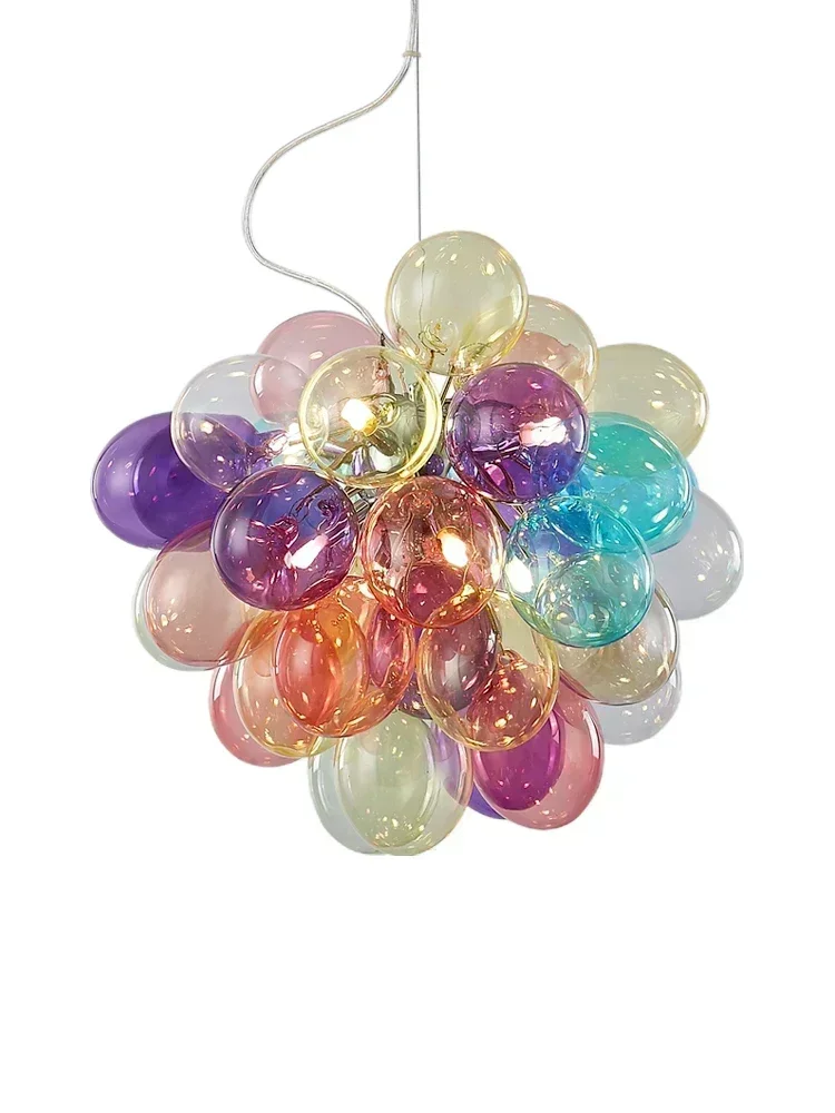 Colored Glass Ball Bubble Chandelier Balloon Chandelier Nordic Design Living Room Bedroom Home Decoration Pendant Light Lustre