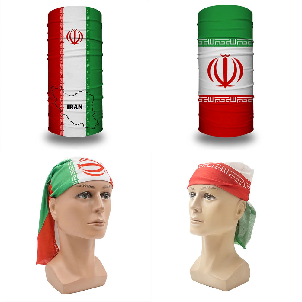 New Custom Imperial Coat of Arms of Iran Bandana Neck Warmer Women Men Winter Ski Hiking Scarf Gaiter Iranian Lion Face Cover