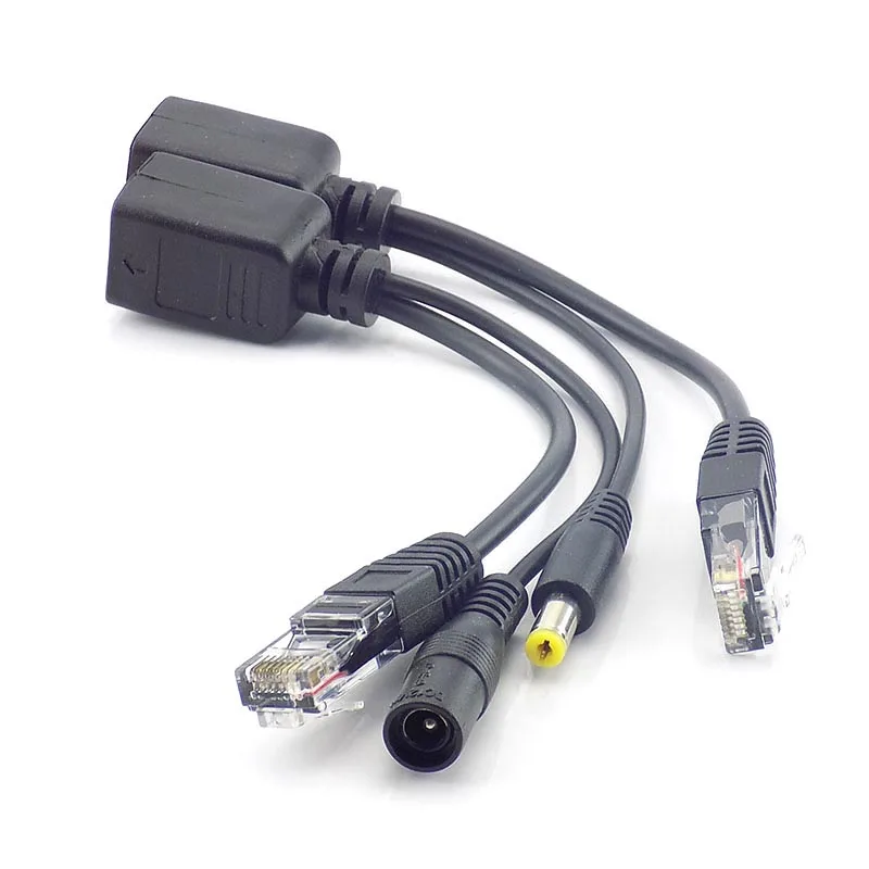 1 pasang POE Splitter 12V aksesori adaptor RJ45 Kit injektor catu daya kabel konektor kamera Cctv untuk kamera keamanan D6