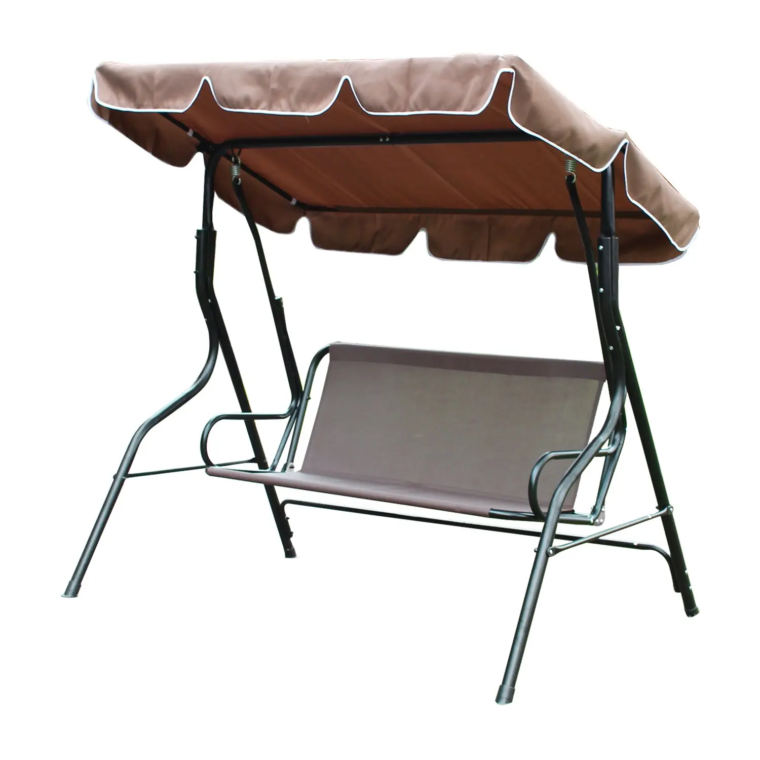 2 Person Patio Swing With Canopy Steel Frame Outdoor Yard Furniture, Customized