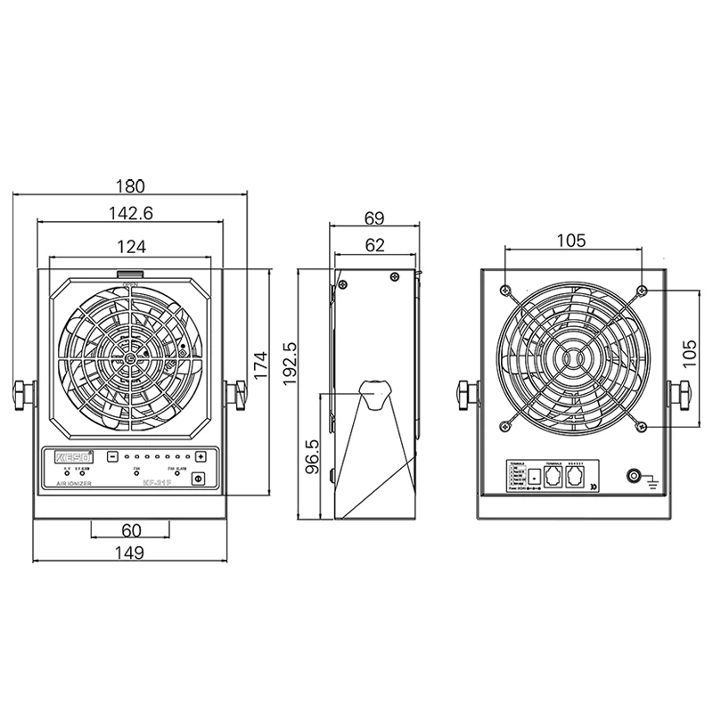 Afbeelding 6: KF-21F Hoogfrequente ESD-ionisator statische eliminator ioniserende blazer voor gebruik in cleanrooms