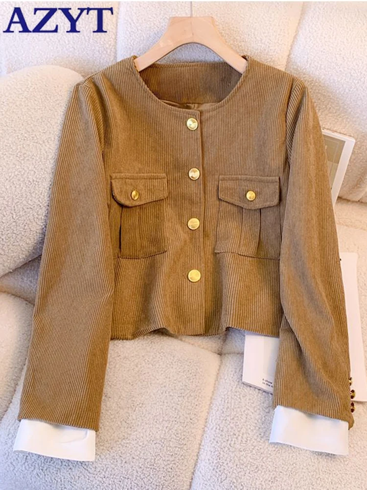 

AZYT Autumn O Neck Women's Jacket Casual Short Jackets Female 2023 New Solid Color Women Basic Coat