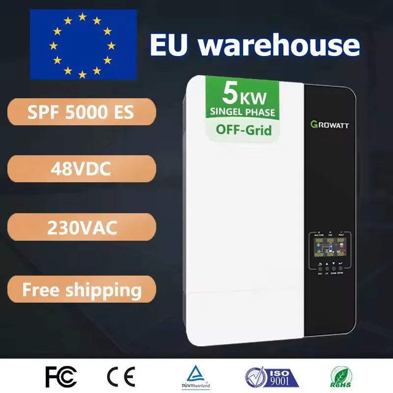 5KW OFF Grid Inverter SPF 5000ES Single Phase 48vdc 230vac 5Kw Hybrid Solar Inverter Shipping From European Warehouse