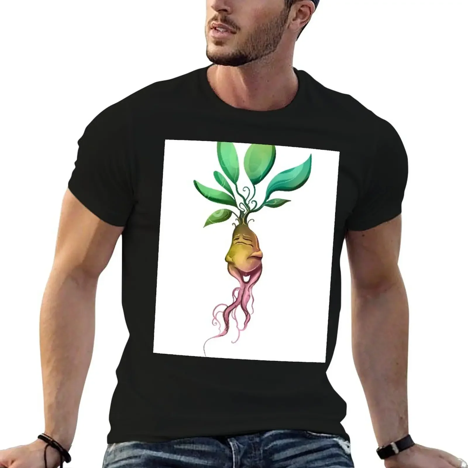 Male Mandrake Root T-Shirt plus size tops vintage clothes mens workout shirts