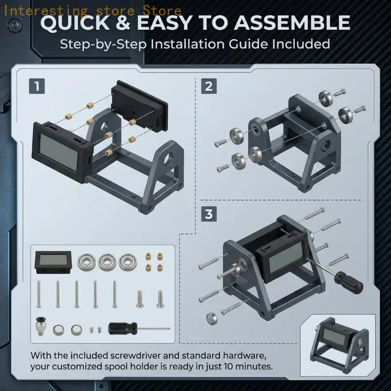 Desktop Filament Feed Support Hardware for 1Kg Spool Holder Builds 55KC
