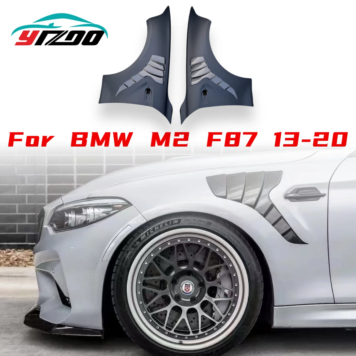 

For BMW 2 Series F87 M2 M2C 2016-2020 Car Exterior Front Side Fender FRP Dry Carbon Fiber Car Front Side Fender Vents Trim Cover