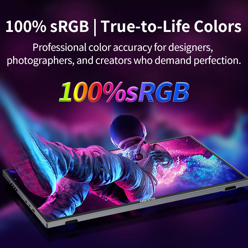 شاشة HGFRTEE مقاس 18.5 بوصة محمولة 100% SRGB 120HZ شاشات ألعاب خارجية مزدوجة النوع C للتبديل والهاتف المحمول Xbox PS4/5