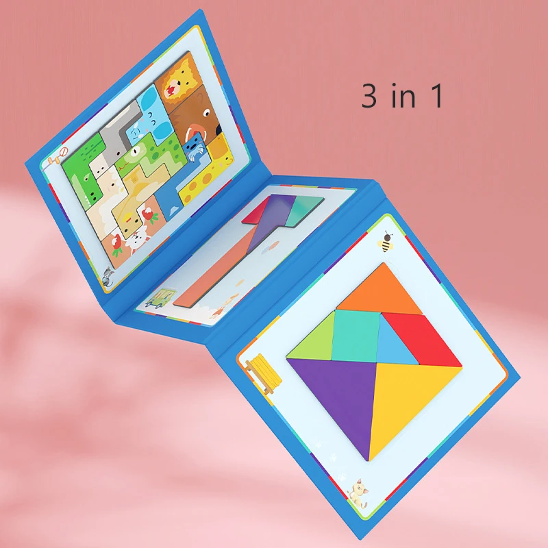 ของเล่นตัวต่อปริศนา3 in 1, Puzzle MAGNET ฝึกคิดเด็กหญิงเด็กชายของเล่นเพื่อการศึกษามอนเตสซอรี่