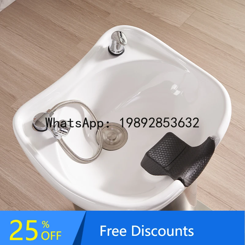 AA Simple high-end hair salon ceramic flush bed semi-reclining barber shop fashion shampoo bed