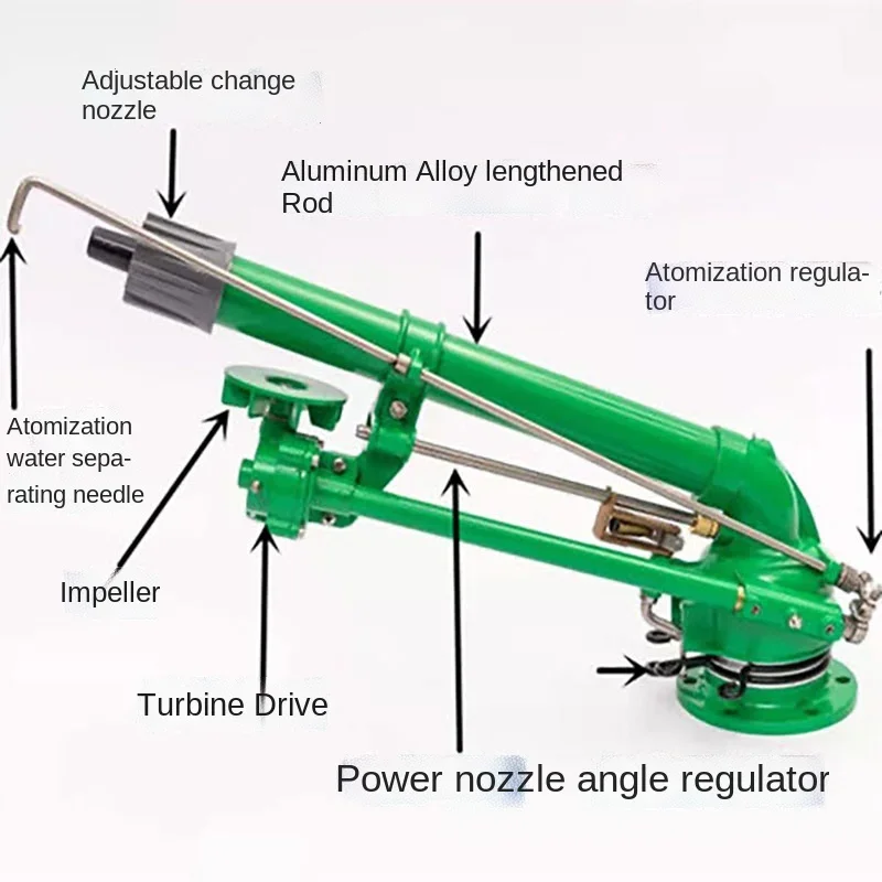 Agricultural Turbine Vortex Rod Metal Rocker Sprinkler Sprayer Industrial Dust Removal Garden Irrigation Equipment Not With Rack