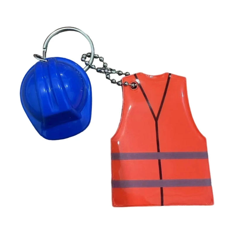 Split Ring with Paired Hard Hat and Safety Vest Shapes, Construction-Themed Marker for Easier Recognition D0UB