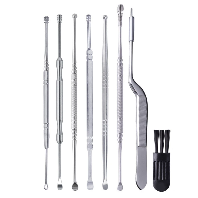 ABVJ-7Pcs Stainless Steel Ear Pick Spoon Ear Wax Cleaner Health Care Removal Curette Ear Earwax Remover Cleaning Selection Tools