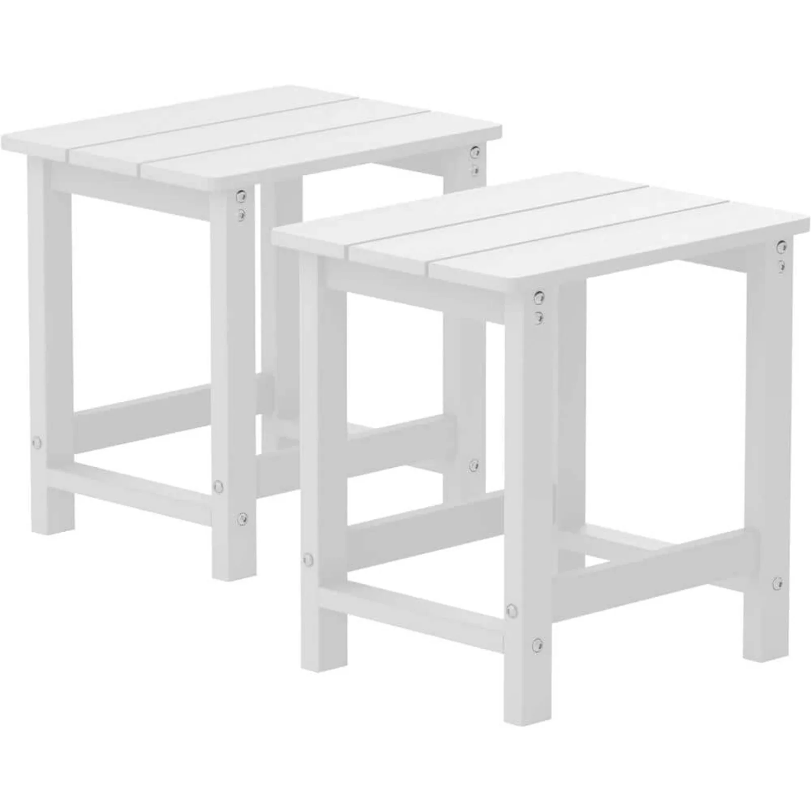 US 16.7 in. H White Square Plastic Adirondack Outdoor Side Table (2-Pack)