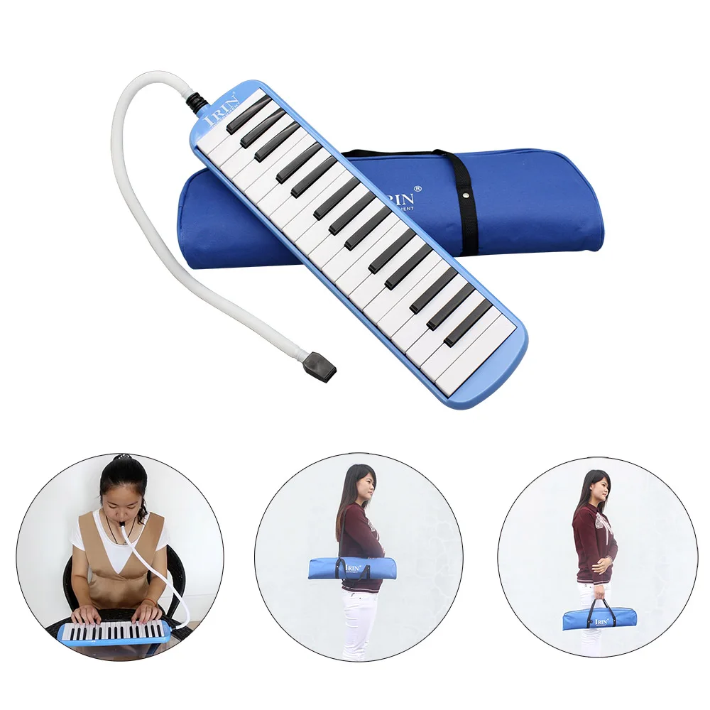 IRIN Melodica 32 Keys Blue with Pianica Mouth Piece Melodica Bag Harmonica Mouth Organ Kid Gifts Beginner Musical Instrument