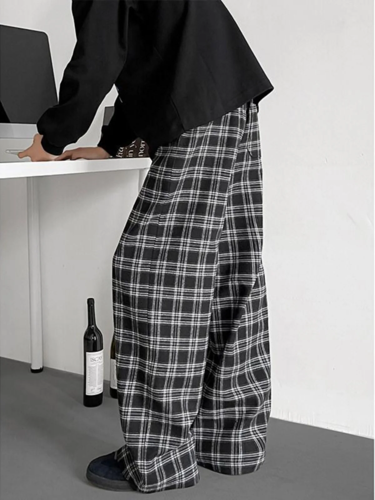 

Мужские повседневные брюки American Sle Heavyweight в клетку, весенние, модные, винтажные, широкие, свободные, прямые, струящиеся, удобные