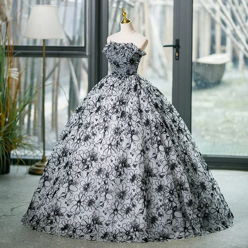 Autumn New 2023 Strapless Quinceanera Dresses Sweet Flower Party Dress Classic Ball Gown Luxury Prom Dress Real Photo Customize