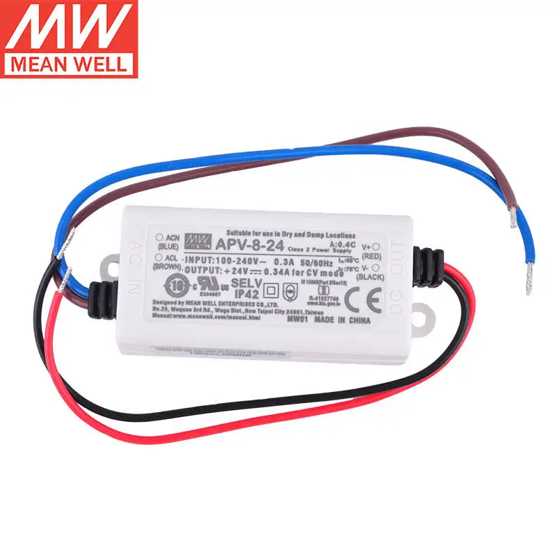 

Tai Wan MEAN WELL APV-8-24 24V 0.34A Constant Voltage Single Output Switching Power Supply LED Driver Brand New Original