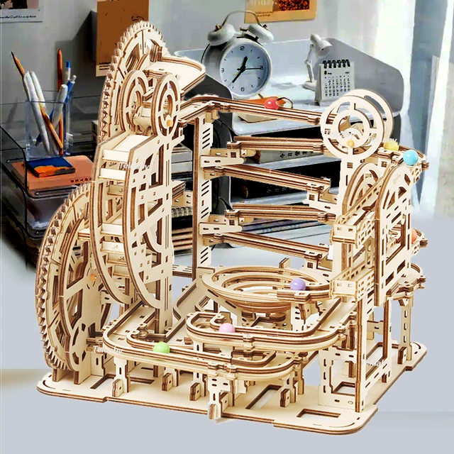 Drewniane puzzle 3d Zestawy modeli budowlanych Marmurowe biegi Mechaniczne puzzle Zabawka do samodzielnego montażu STEAM Zabawki edukacyjne dla dzieci Prezent dla dorosłych