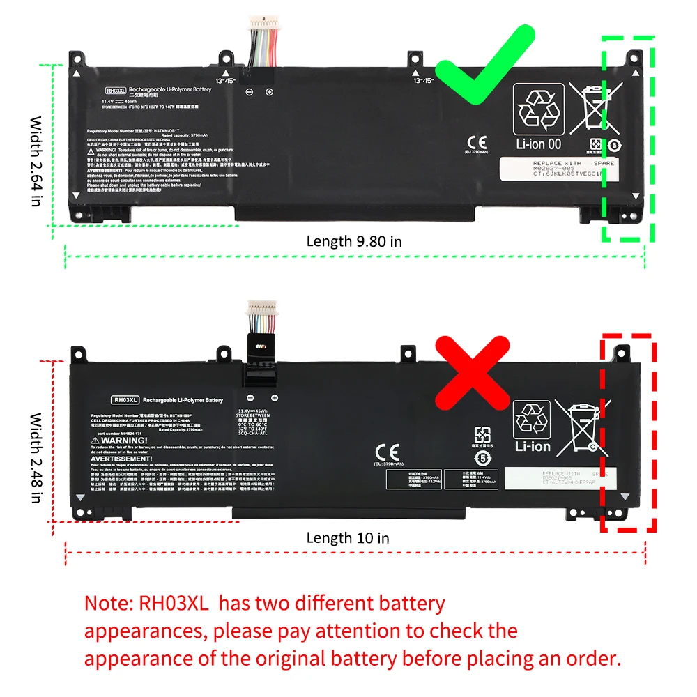 ETESBAY RH03XL Laptop Battery for HP ProBook 430 440 445 450 630 640 650 G8 Zhan 66 Pro A 14 G4 Series HSTNN-IB9P 45Wh