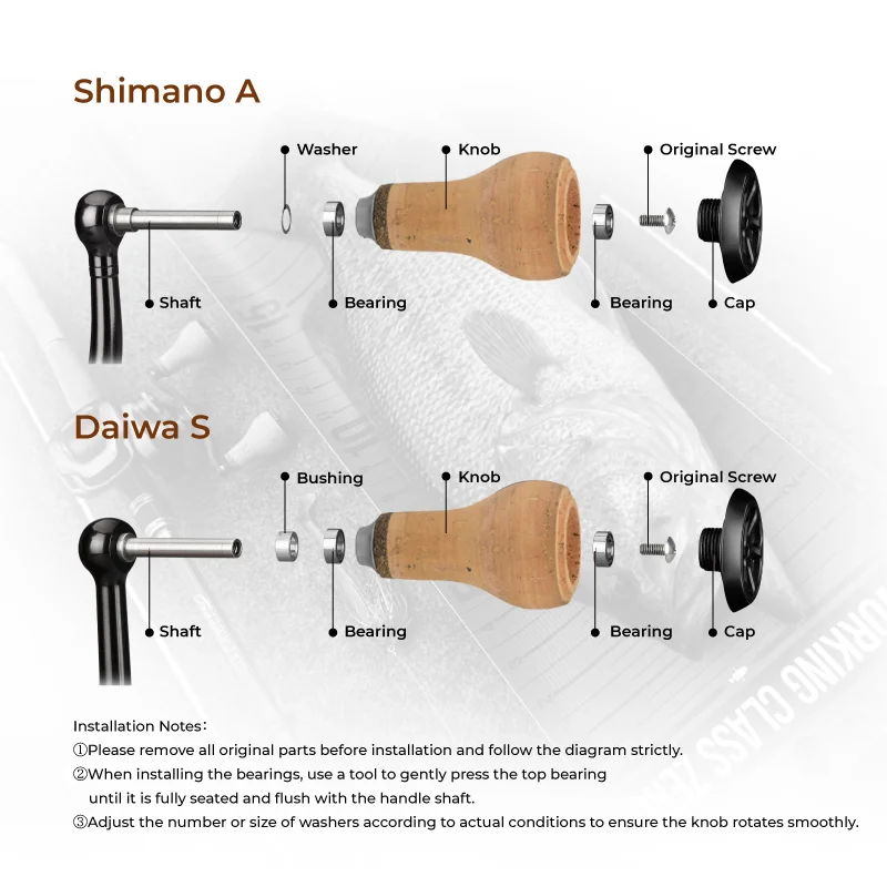Gomexus Kork-Angelrollenknopf 27mm für Bass-Angeln, passend für Shimano Stradic CI4 Stella Curado Daiwa Exist Tatula Rollengriff CA27 – Detail 6