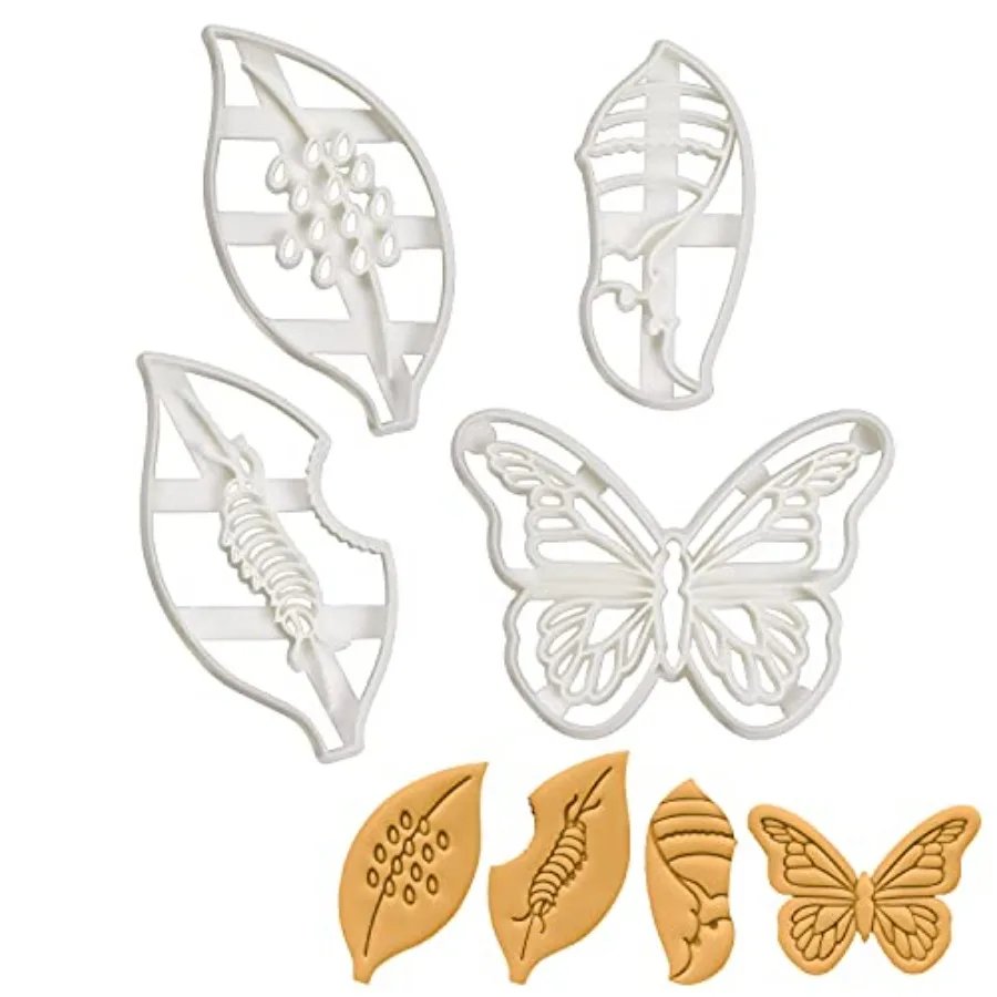 

t of 4 Monarc utterfly Life Cycle Stas Designs: Eggs Caterpillar Crysalis and utterfly 4 pieces -
