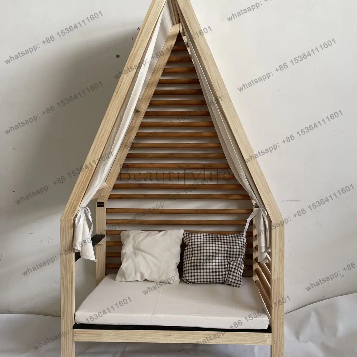 Reading corner small sofa solid wood pine decoration Nordic style