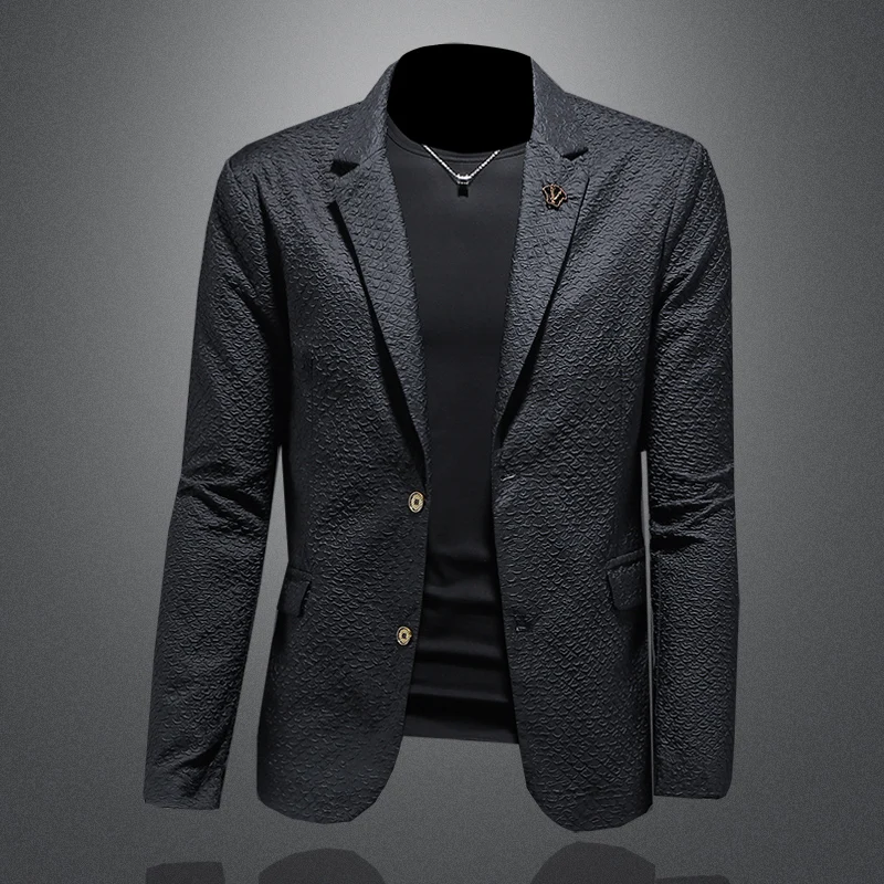 

Fall 2023 Men's Casual Thin Suit Jaet Busin Sle Youth High-End Feeling Faionable Single-breasted Two-button Suit