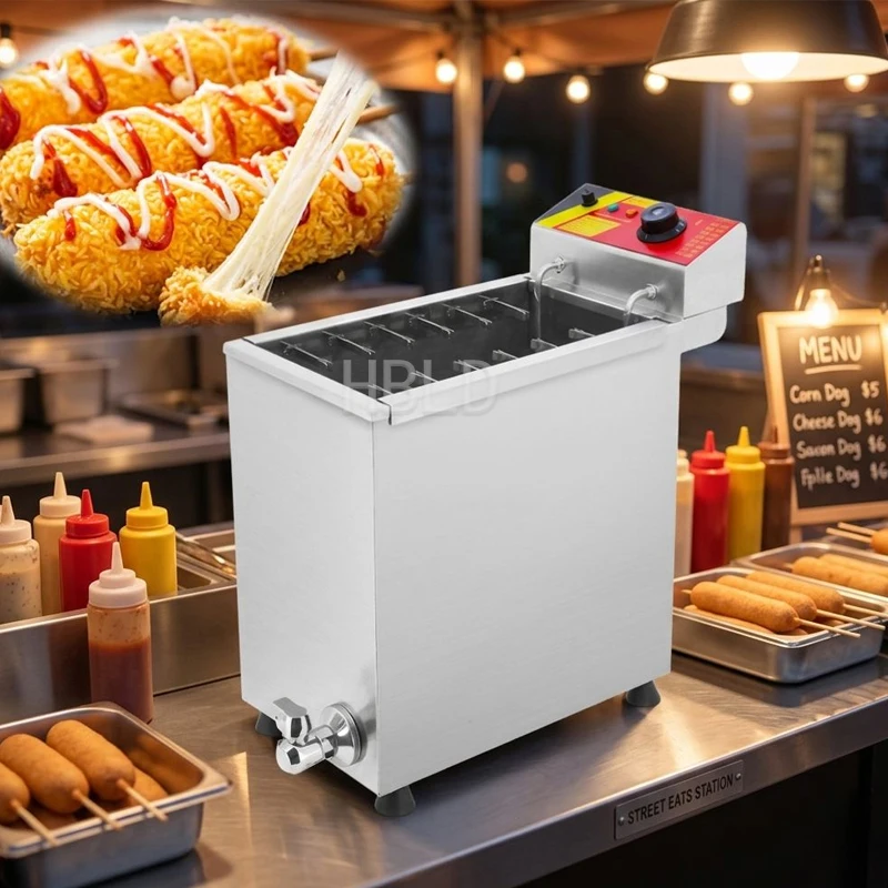 Electric Stainless Steel Kitchen Fryer for Cheese Hot Dogs with Automatic Constant Temperature Commercial Use Hot Dog Stick Frye